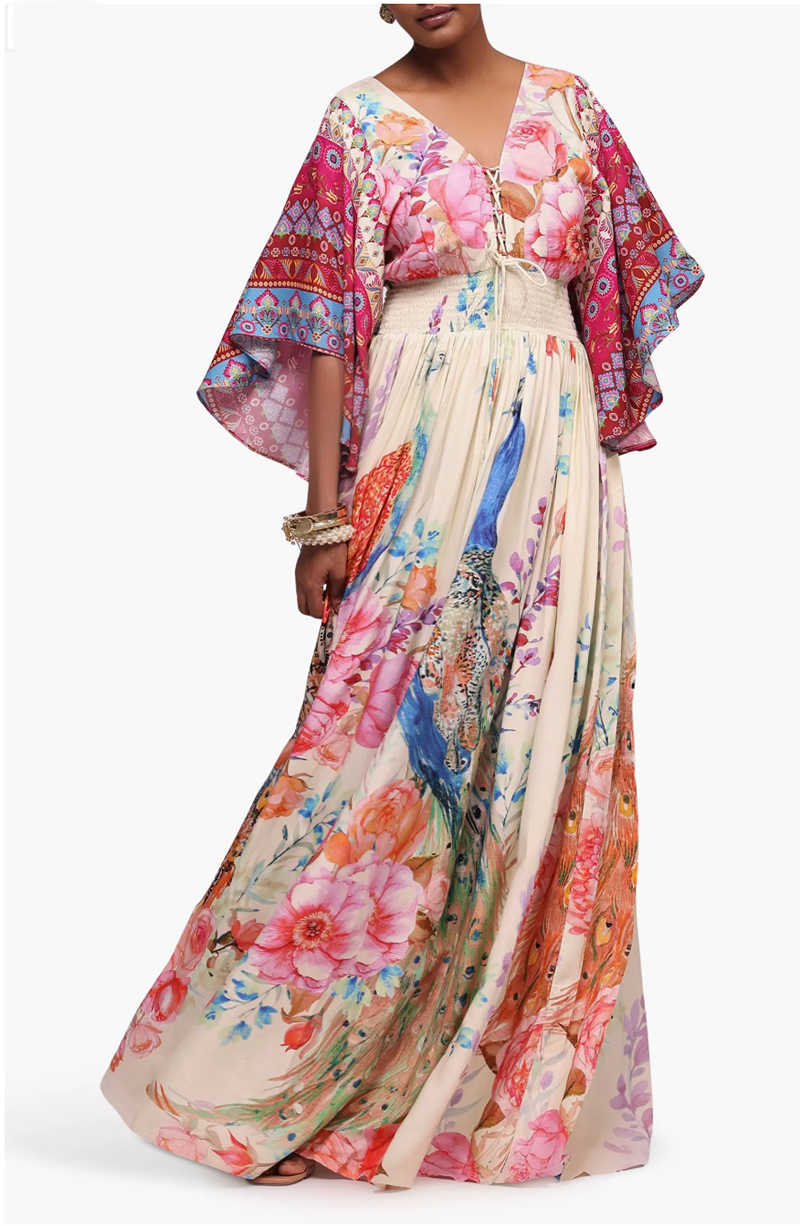 Fabulous After 40 shares Beach Wedding Wear for Mothers - woman wearing floral Sweeping Boho Gown Fabulous After 40 shares Beach Wedding Wear for Mothers - woman wearing floral Sweeping Boho Gown