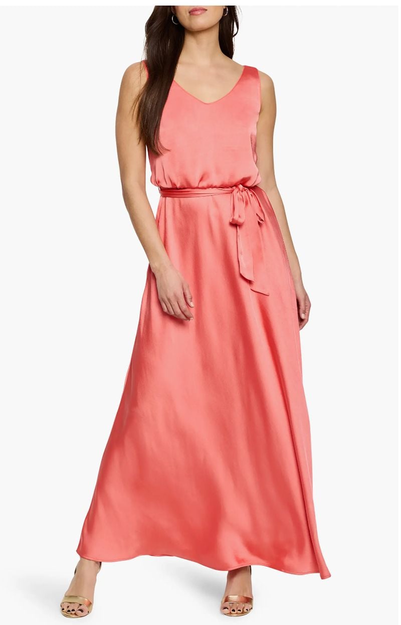 Fabulous After 40 shares a pink Tie-Waist Maxi Dress