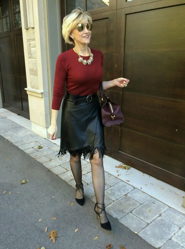 Deborah Boland walking fringe skirt