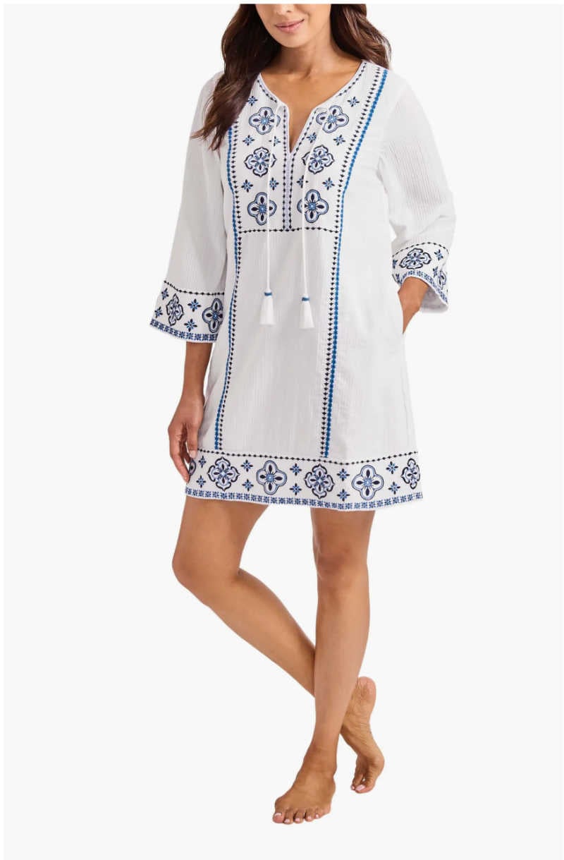 Embroidered Beach Tunic Coverup
