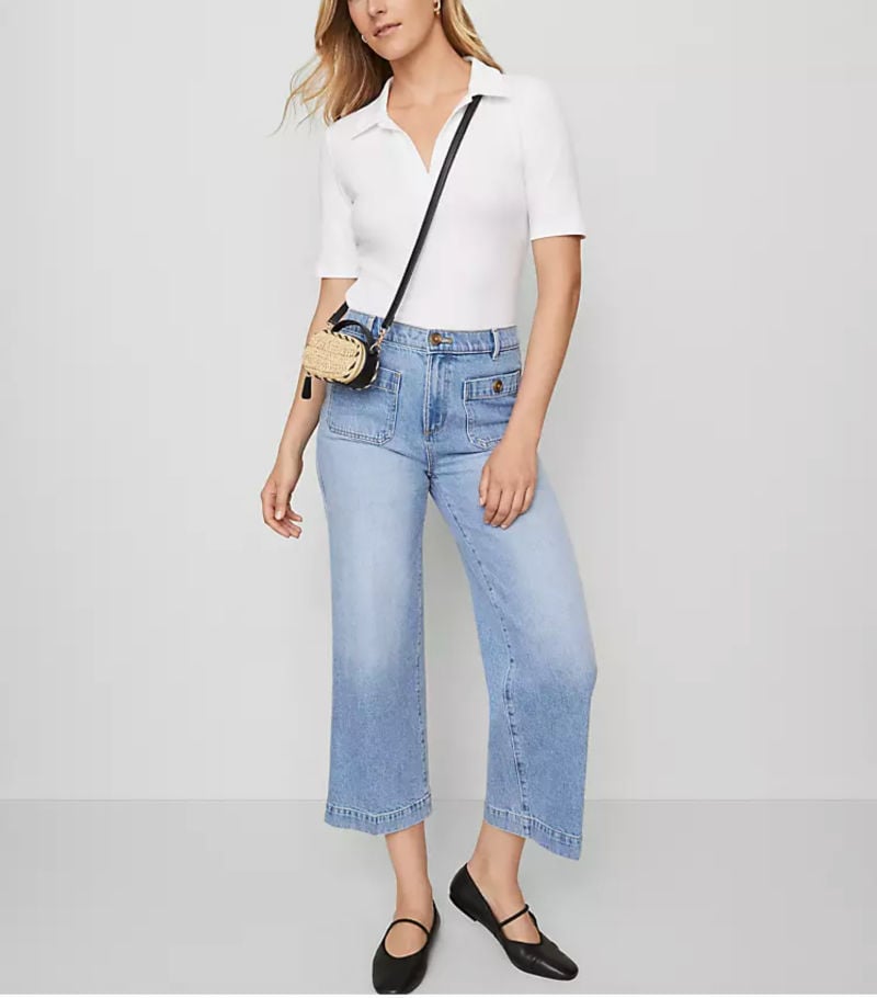 family reunion white polo cropped jeans