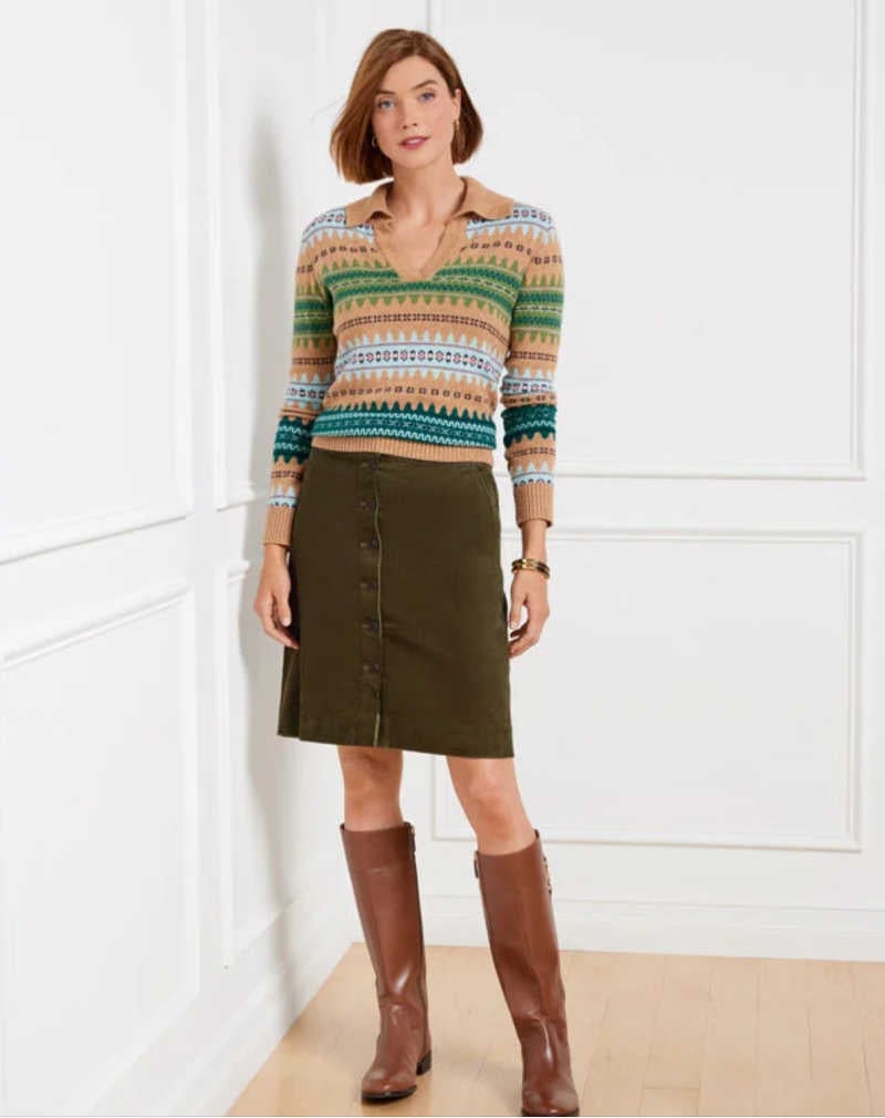 Corduroy Skirt outfit green corduroy skirt and sweater