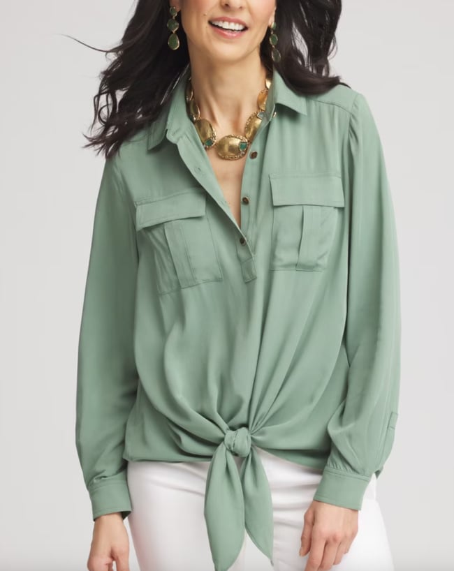 green front tie blouse green front tie blouse | Spring and Summer 2025 Color Trends