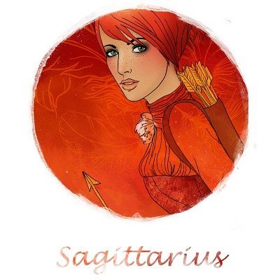 llustration of sagittarius zodiac sign as a beautiful girl