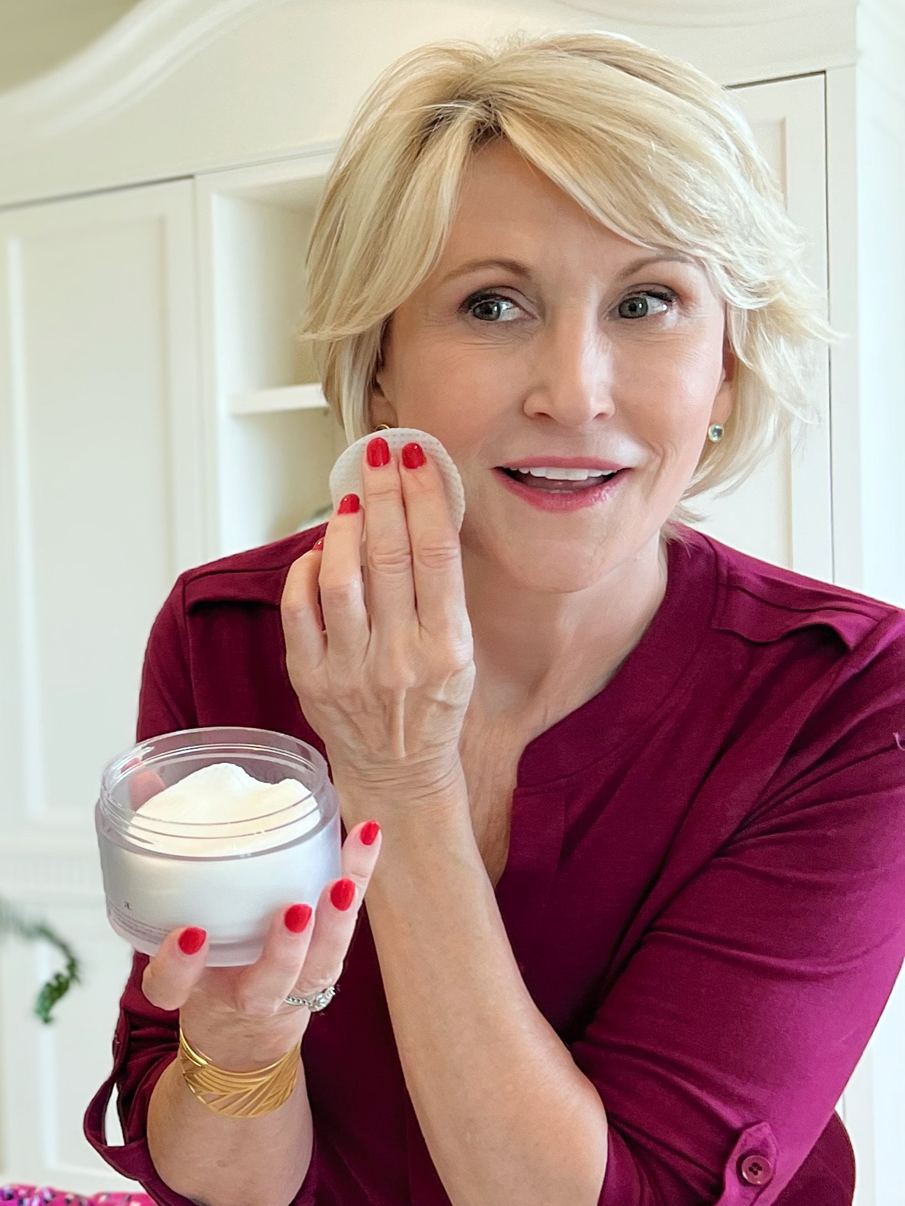 deborah applying Glycolic Acid Peel Pads