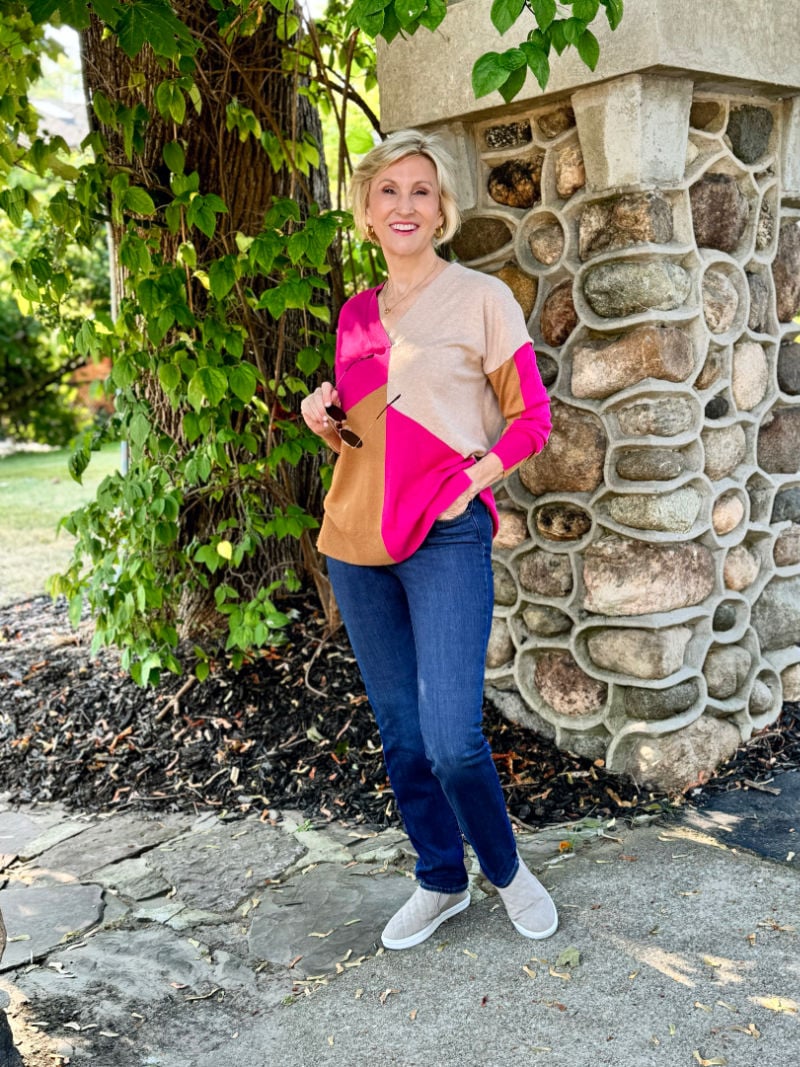 How to Style Colorblock Sweaters with Jeans