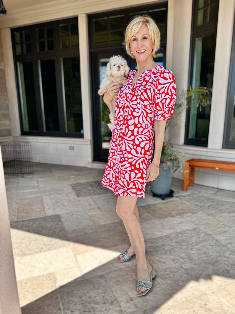 red print short summer dress