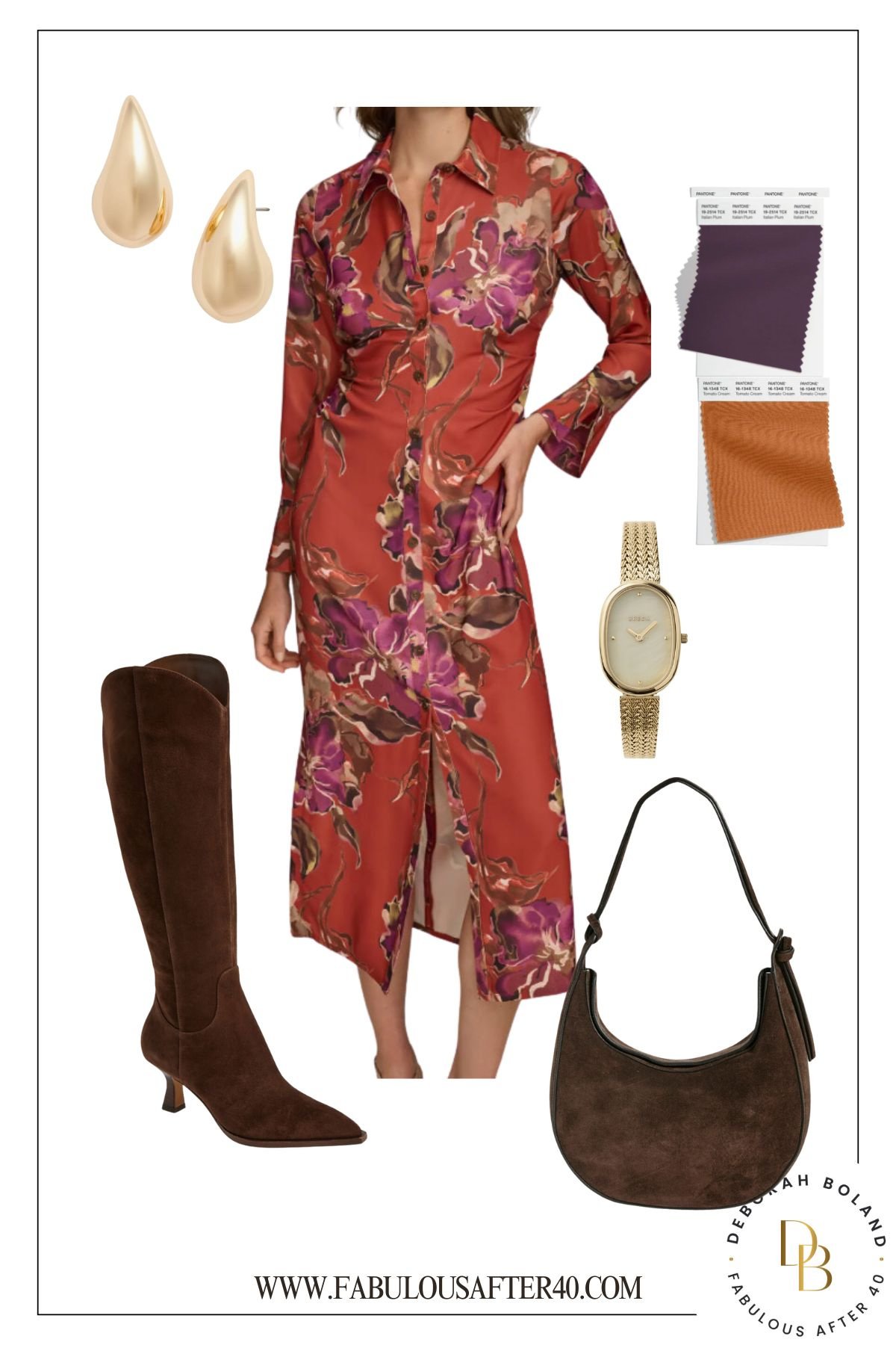 rust and purple dress pantone fall colors 2024