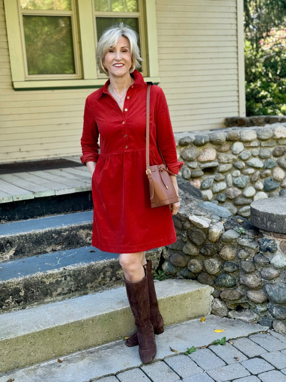 rust corduroy dress