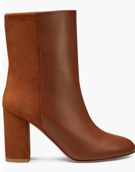 brown suede block heel booties What Shoes to Wear with White Jeans in Winter