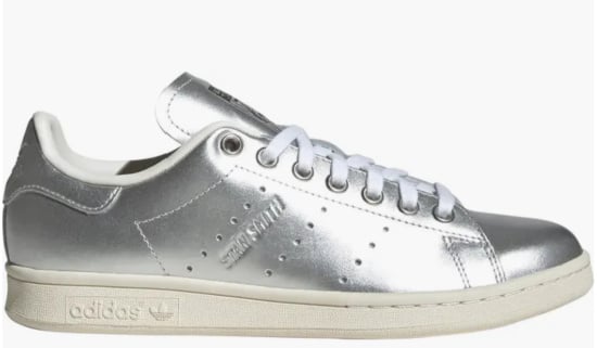 silver sneakers from Adidas silver Stan Smith leather court sneakers