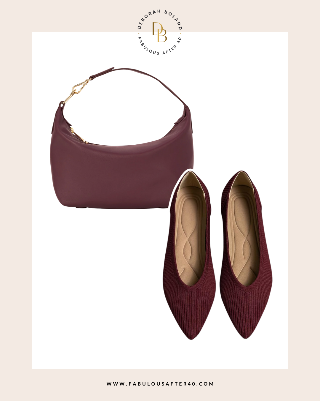 BURGUNDY WINE MAROON SHOES AND PURSE FOR FALL WINTER 2025