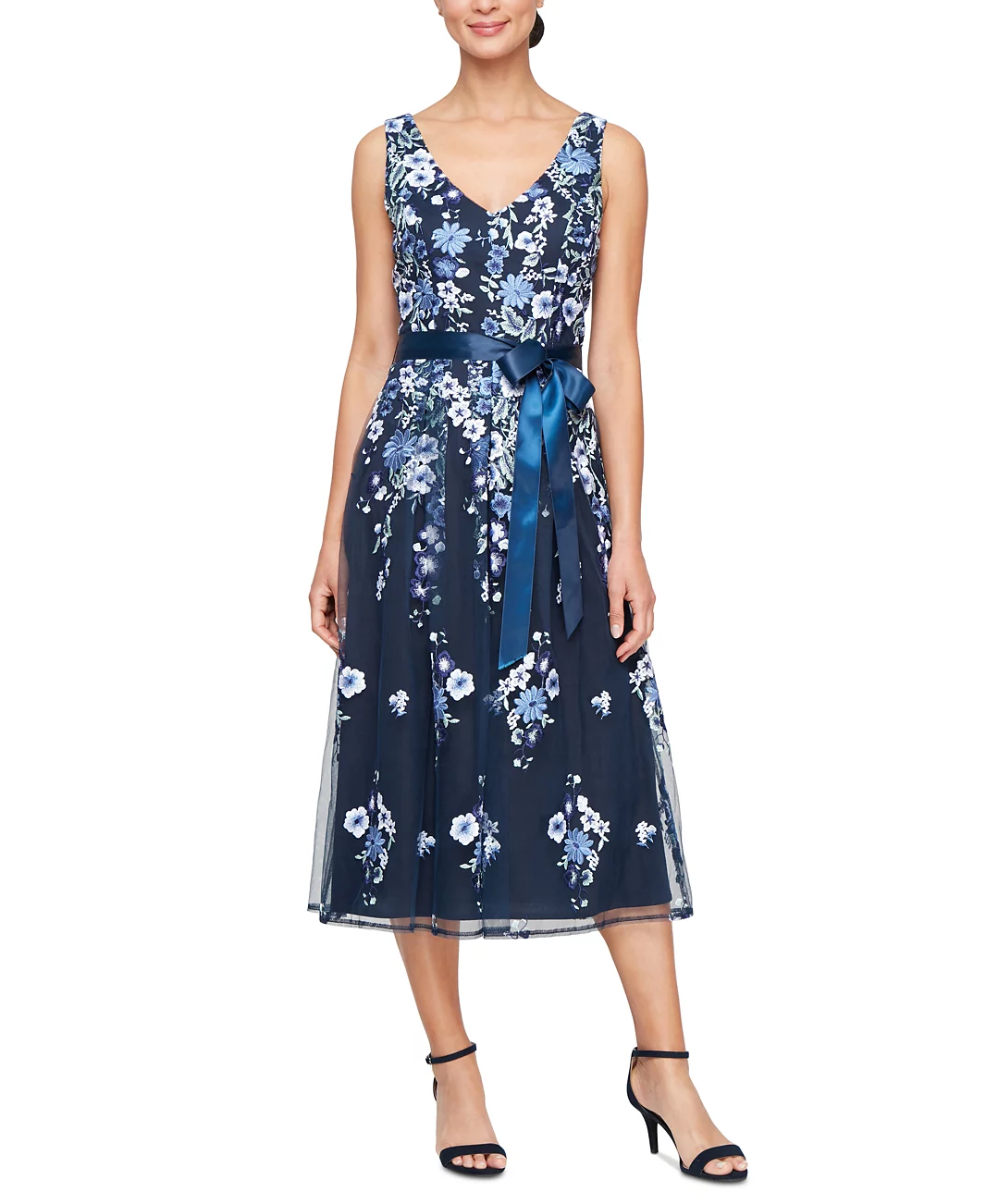 Embroidered Midi Dress Outdoor Wedding Guest Outfits for Women Over 40 or 50 to Shop Now